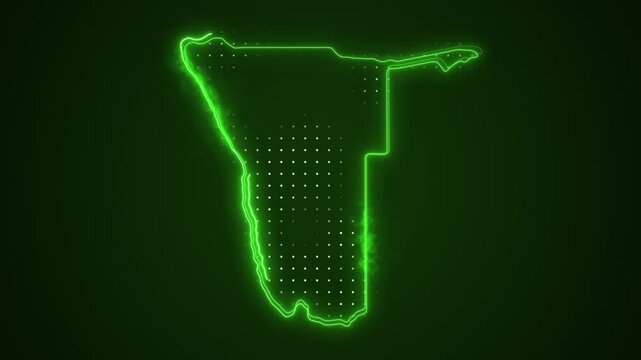 Neon Green Namibia Map Borders Outline Loop Background