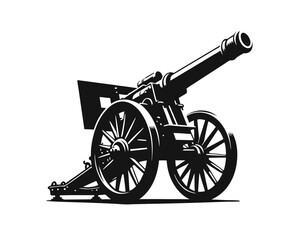 Fototapeta premium WW1 artillery piece silhouette icon. Clipart image isolated on white background 