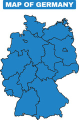 Blue Germany country map border outline vector