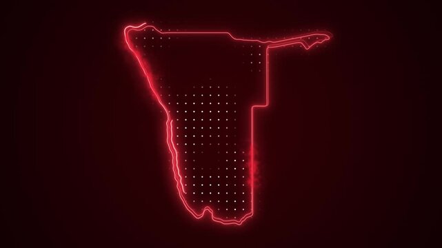 Neon Red Namibia Map Borders Outline Loop Background