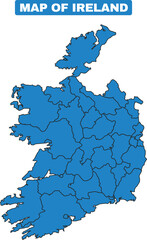 Blue Ireland country map border outline vector
