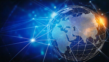 Stunning abstract image of a digital globe interconnected by a network of glowing lines.