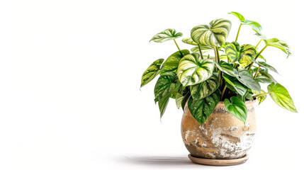 Fototapeta premium Large plant is in a white ceramic pot.