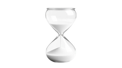 The eternal flow of time captured in a classic glass hourglass filled with white sand
