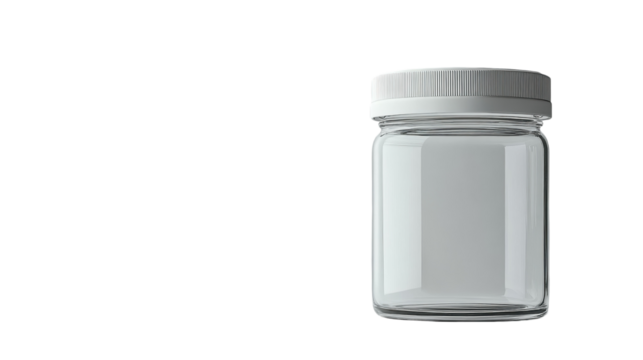 Clear glass jar on a minimalistic background showcasing simplicity and versatility for storage