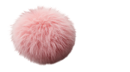 Soft pink pom-pom resting on a white background, capturing the essence of playful whimsy