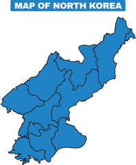 Blue North Korea country map border outline vector