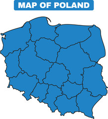 Fototapeta premium Blue Poland country map border outline vector