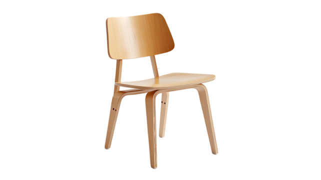 chair isolated on white, modern wooden chair