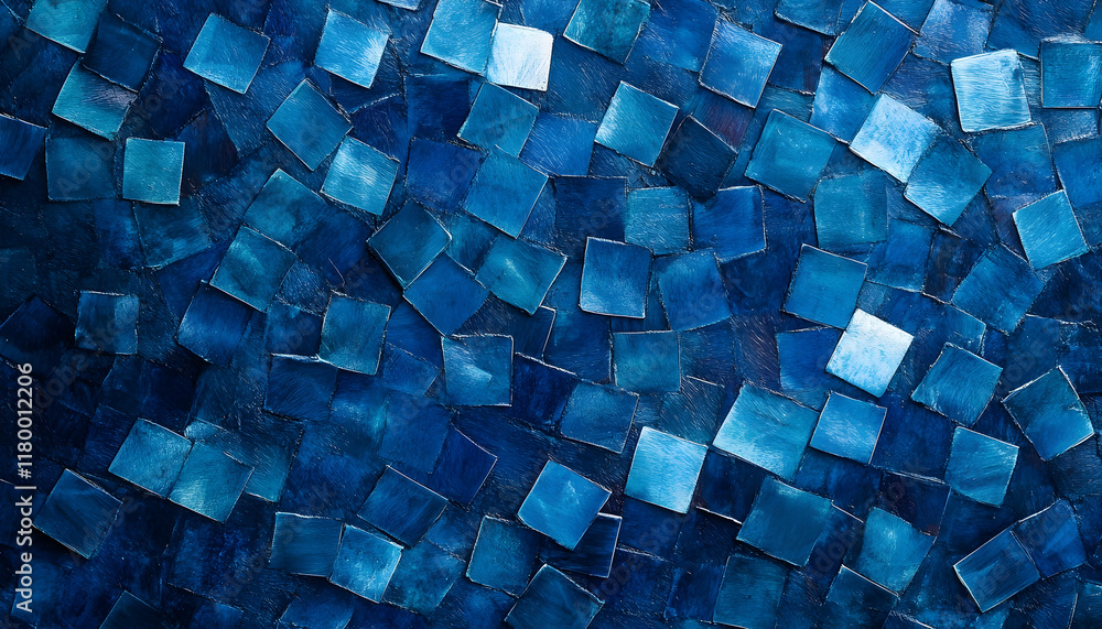 Poster a blue background with many small blue squares connected to each other -