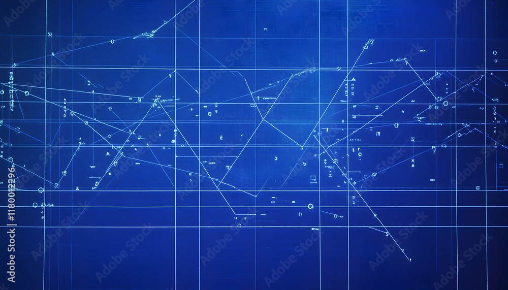 Poster a blue screen with a bunch of numbers and lines -