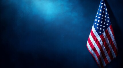 A minimalist representation of the American flag against a dark blue background, symbolizing patriotism and national pride, ideal for formal presentations.