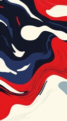 Abstract Red Blue White Swirling Design Art