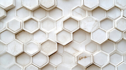 white dust grunge hexagon pattern background. 