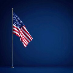 Obraz premium A minimalist representation of the American flag against a dark blue background, symbolizing patriotism and national pride, ideal for formal presentations.