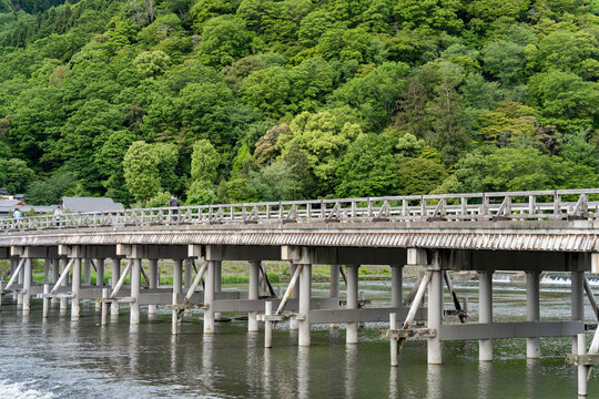 Togetsukyo Bridge over Katsura river in Arashiyama district, Kyoto.