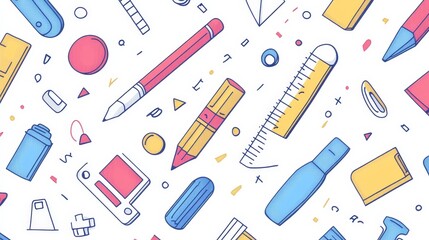 Obraz premium Set Education icons. Stationary outline on white background. All stationary Items. Stationaries icon vector.