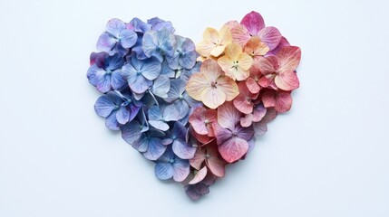 Obraz premium Heart shape made of hydrangea flowers. Valentine's day. Love fashion