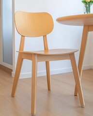 Modern Light Wood Chair and Table Set Minimalist Design Home Decor