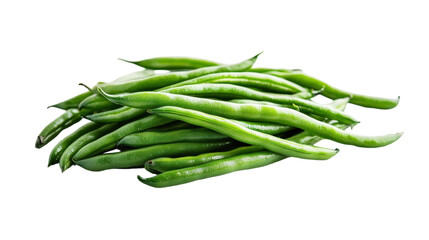 Fototapeta premium Fresh green beans arranged artistically, showcasing their vibrant color and smooth texture