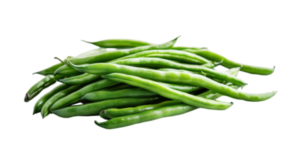 Fresh green beans arranged artistically, showcasing their vibrant color and smooth texture