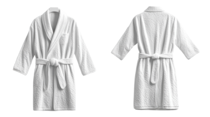 Soft and luxurious white bathrobe showcasing its elegant design and comfortable fabric at home