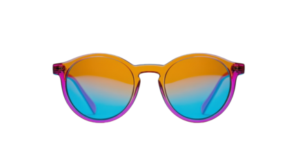Vibrant round sunglasses with gradient lenses reflecting summer vibes and playful style