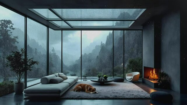 virtual backgrounds loop animation for stream overlay, meditation, smooth jazz or white noise video. cozy lo-fi background, rainfall or snowfall. live wallpaper, 