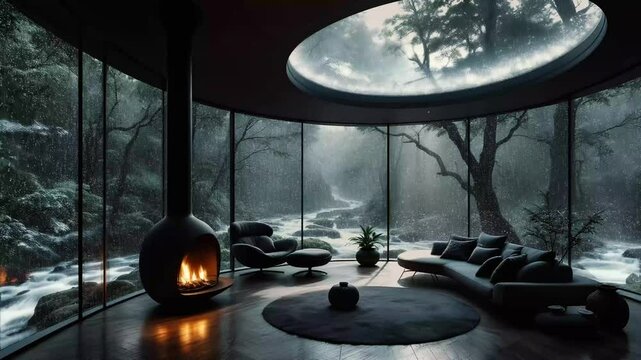 virtual backgrounds loop animation for stream overlay, meditation, smooth jazz or white noise video. cozy lo-fi background, rainfall or snowfall. live wallpaper, 