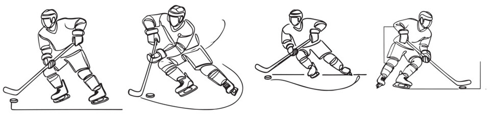 Continuous line collection of various sports athlete activities