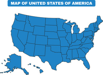 Blue United States Of America country map border outline vector