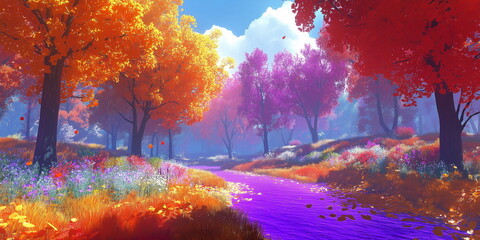 A forest filled with trees with leaves of rich eme_009