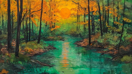 A forest where the leaves on the trees shimmer lik_004