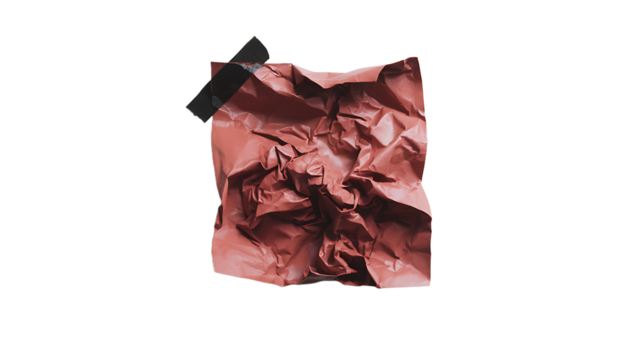 Crumpled Red Paper with Black Tape