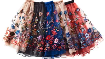 A Line Skirts with Embroidery on transparent background PNG.