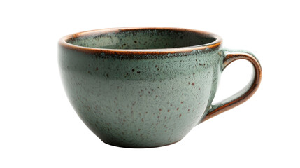 A beautifully crafted green ceramic cup with a rustic finish showcasing artisanal design