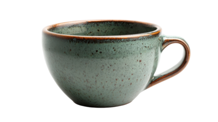 A beautifully crafted green ceramic cup with a rustic finish showcasing artisanal design