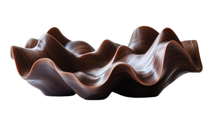 Elegant wooden bowl showcasing intricate wavy design and rich brown tones, perfect for decor