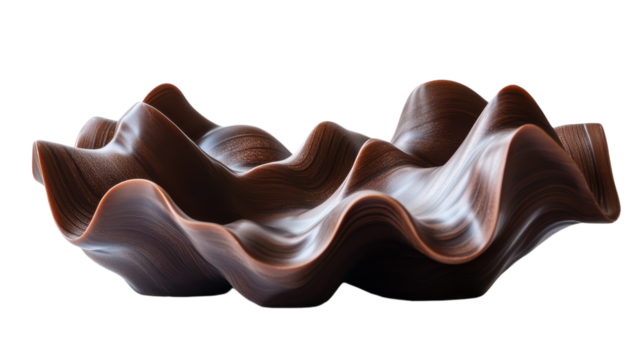 Elegant wooden bowl showcasing intricate wavy design and rich brown tones, perfect for decor
