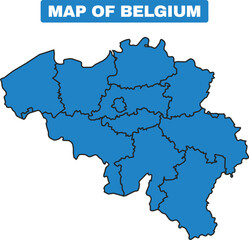 Blue Belgium country map border outline vector