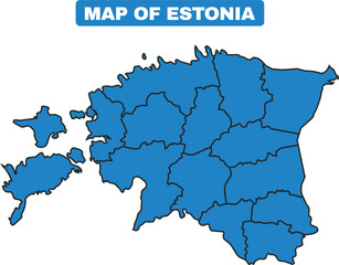 Blue Estonia country map border outline vector