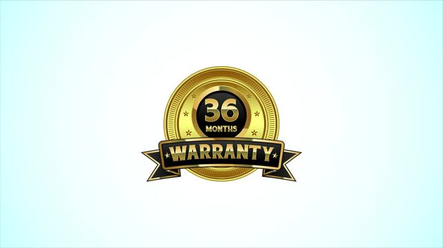 Luxury 36 months warranty label, badge design animation