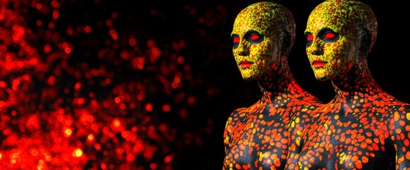 Woman fully covered in black body paint