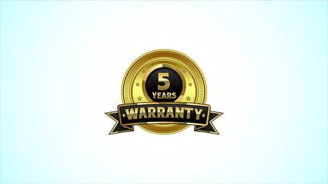 Luxury 5 years warranty label, badge design animation