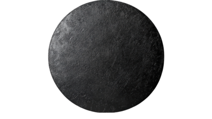 Elegant round black surface perfect for serving or displaying culinary creations at any gathering