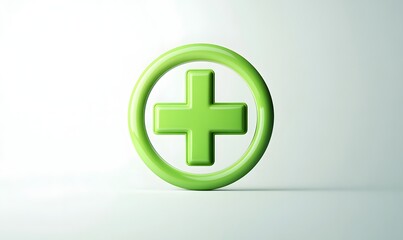 Fototapeta premium 3D render of a green plus sign in a circle.