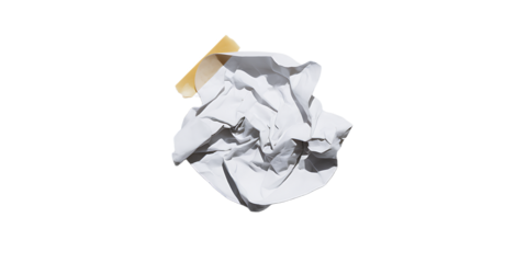 crumpled paper ball isolated