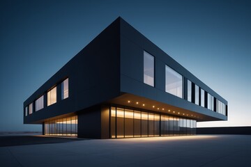 Obraz premium arafed building with a lot of windows and a lot of lights