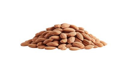 A mountain of almonds sits on a white surface, highlighting the beauty of nuts