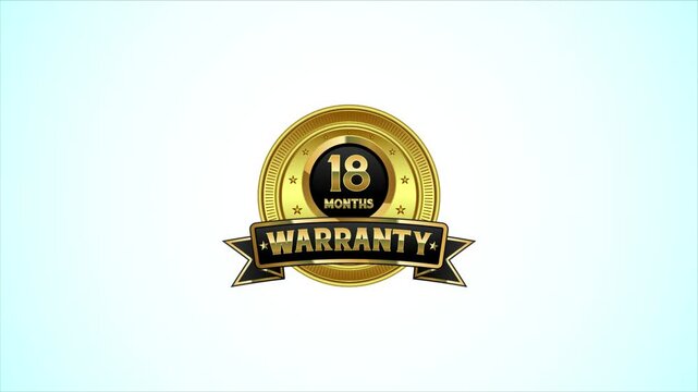 Luxury 18 months warranty label, badge design animation